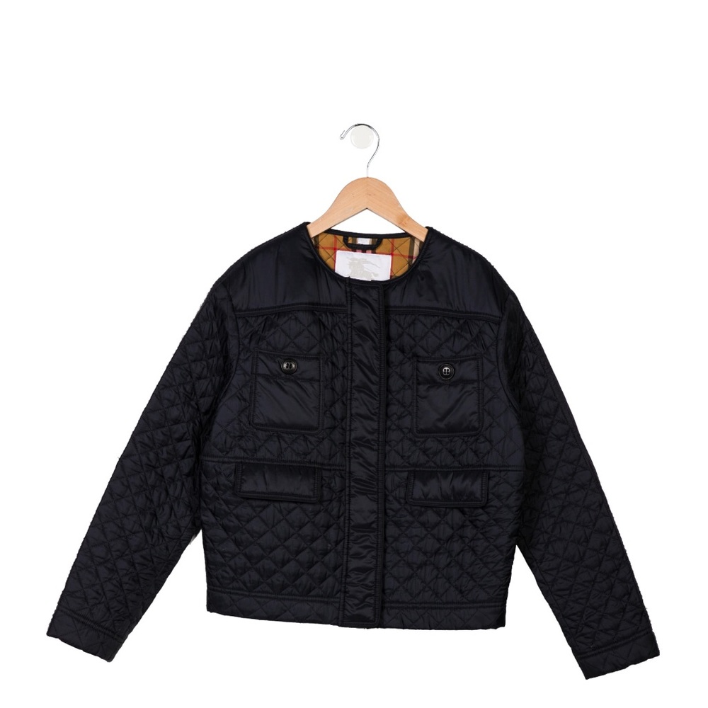 Girls Quilted Collarless Burberry Jacket
